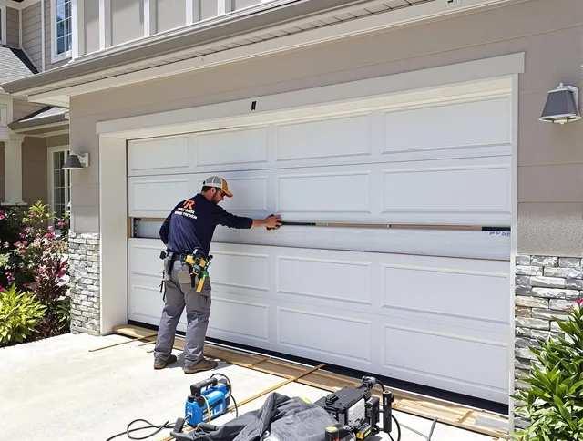 Temple City Garage Door Repair team performing complete garage door replacement at Temple City residence