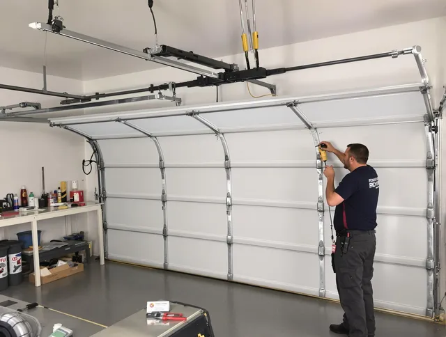 Temple City Garage Door Repair certified technician performing overhead door system repair in Temple City